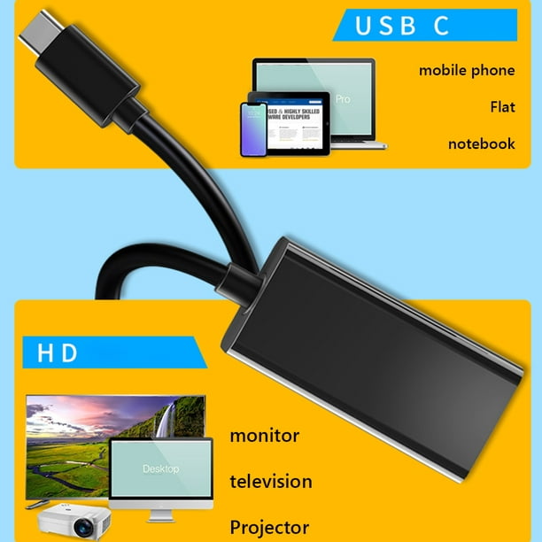 4K USB C A HDMI Convertidor/Tipo-Cable Adaptador Compatible Con PC ,  Teléfono Inteligente Y Otros Dispositivos