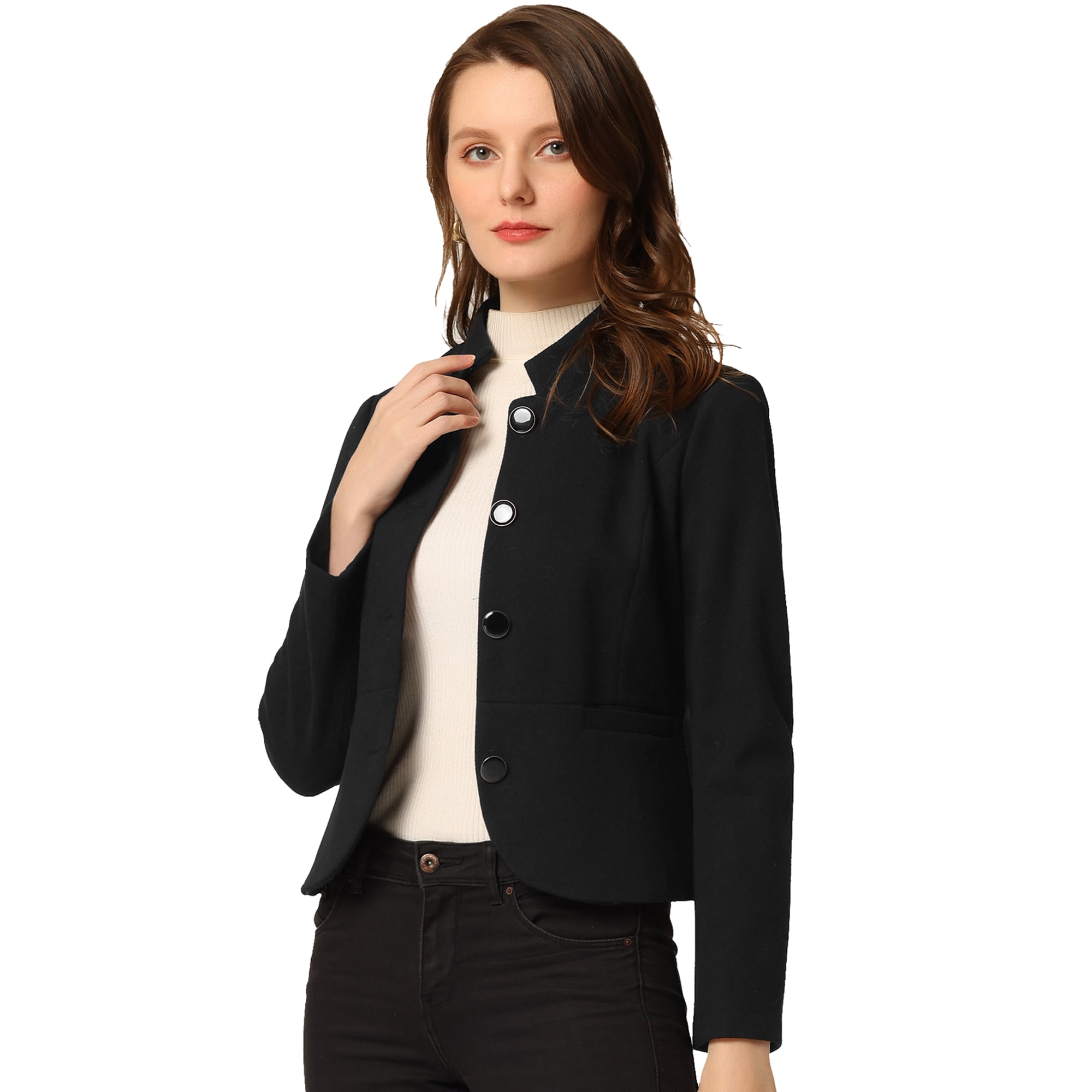 Chaqueta de terciopelo para mujer, 1 botón, ajuste delgado, casual, solapa,  para oficina, ropa exterior con bolsillos