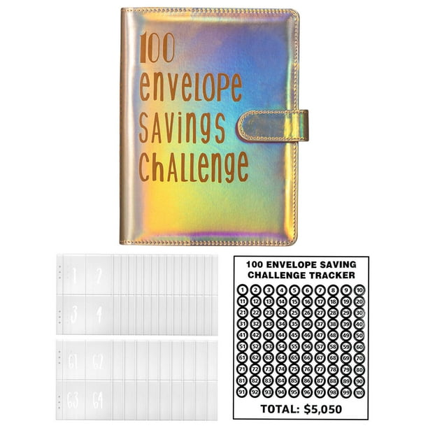 100 sobres Carpeta de desafíos para ahorrar dinero, libreta de ahorro,  planificación y ahorro brillante kusrkot Guardar carpeta de desafíos