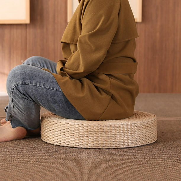 Cojines de piso de estera de yoga de meditación de paja de forma