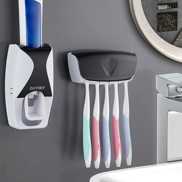 Soporte para cepillos de dientes para baños, dispensador de pasta de  dientes, exprimidor automático de pasta de dientes para montaje en pared,  soporte