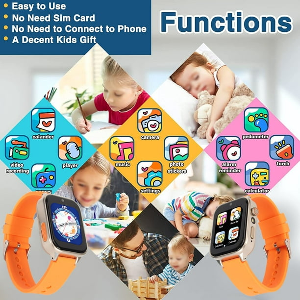 Reloj inteligente para niños y niñas – Reloj inteligente para niños, reloj  inteligente regalo para 4 a 12 años con 26 juegos, cámara, alarma