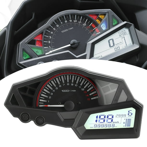  Cuentakilómetros de motocicleta, universal para motocicleta,  odómetro digital LCD, velocímetro, tacómetro de 15000 RPM con sensor de  velocidad : Automotriz