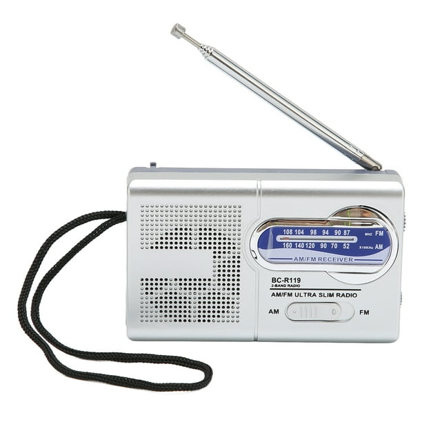 Radio pequeña, Radio de bolsillo portátil Radio de bolsillo portátil AM/FM  Radio gris plateado Salida de alta intensidad
