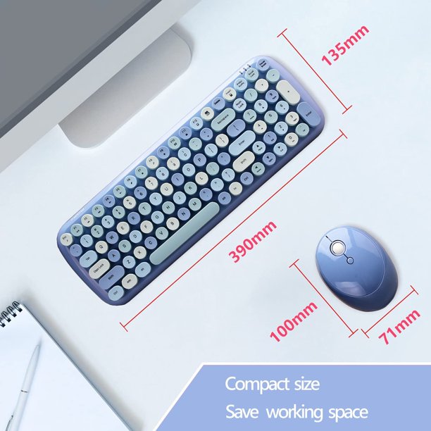 Set de teclado y ratón, teclado inalámbrico delgado de 2.4G con combinación  de ratón inalámbrico para portátil, PC y Smart TV. Levamdar 2.4G  inalámbrico
