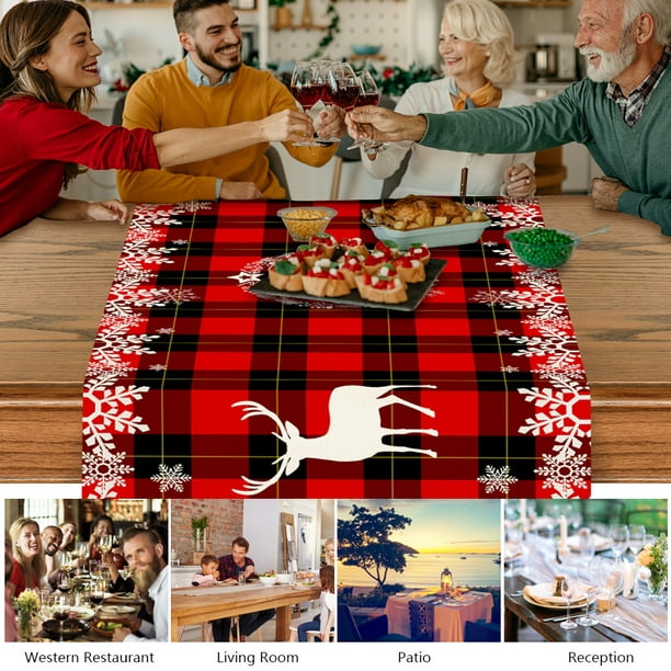 Camino de mesa de comedor navideño, tapetes decorativos para mesa de comedor