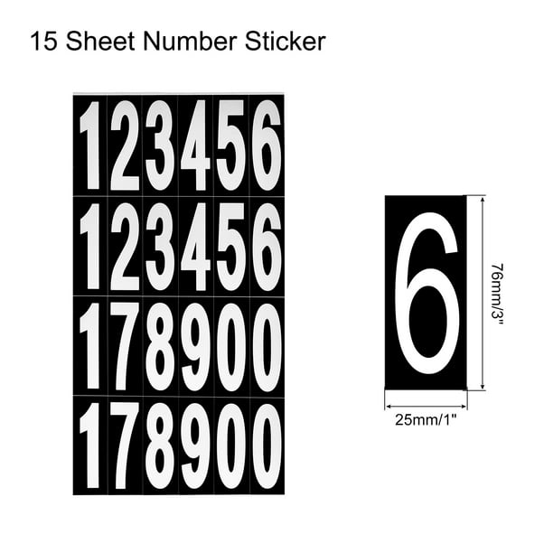 Números adhesivos de 15 cm de alto, en color negro, 26 números adhesivos,  números y números