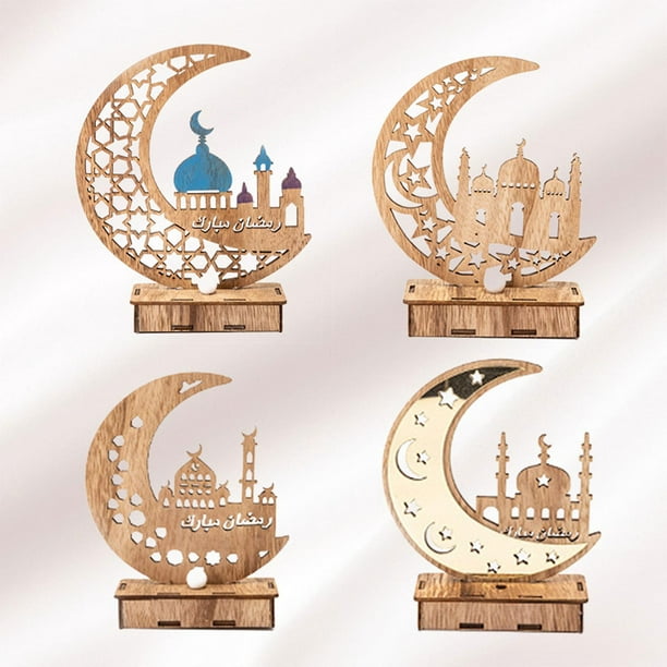 36 adornos de Ramadán de madera Eid Mubarak para colgar en castillo, farol  de luz, estrella y luna, adornos para árbol de Navidad, decoración de –  Yaxa Guatemala