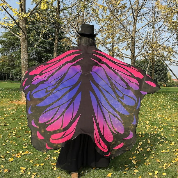 Disfraz de alas de mariposa de arcoíris para mujer, vestido de