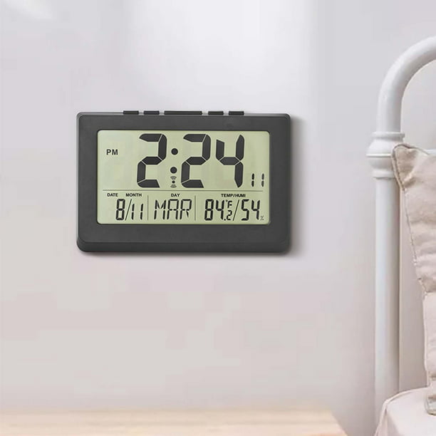 Reloj despertador digital multifuncional, reloj de mesa LCD de con fecha de  semana moderna para comedor, decoración del hogar, regalo Negro perfecl  Reloj digital