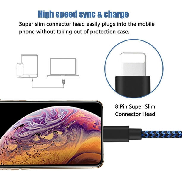 Cargador de iPhone, paquete de 4 cables de carga Lightning a USB de 6 pies  compatible con iPhone 13 12 11 Pro 11 XS MAX XR X 8 8Plus 7 7Plus 6 6Plus