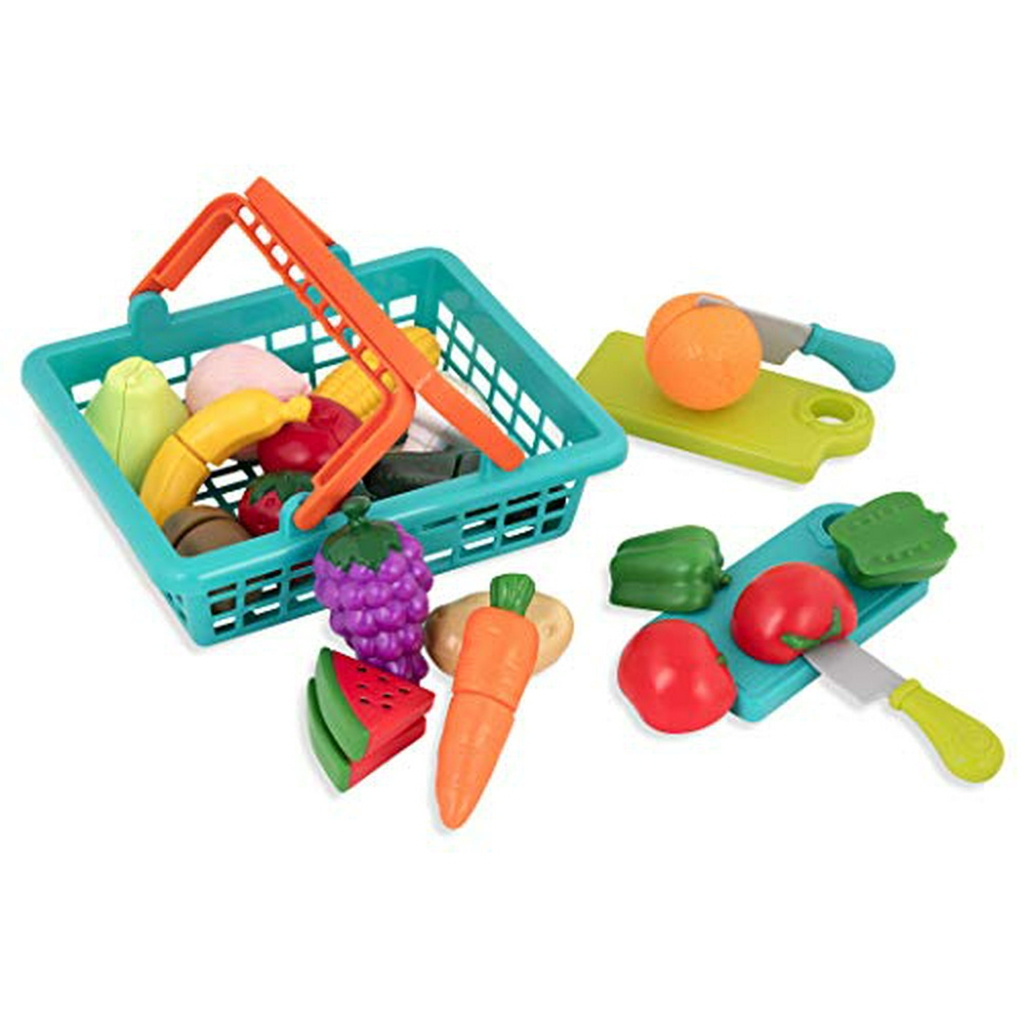Battat - Cesta de mercado de agricultores - Accesorios de cocina de juguete  - Juego de comida para niños de 3 años o más (37 piezas) Battat  0062243334441