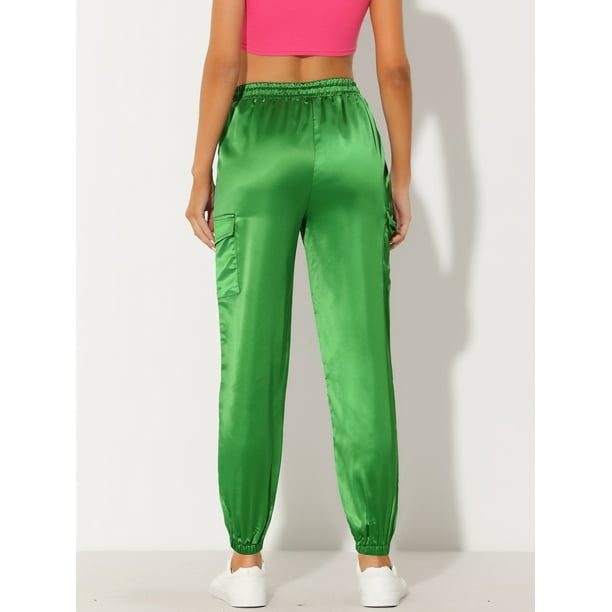 Pantalones verdes de pierna ancha Mujer, Pantalones verdes de moda, Pantalones de cintura alta H-Line