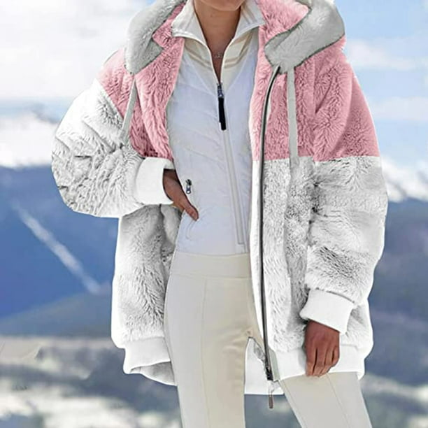 Chaqueta de abrigo de imitación cálida para mujer a la moda, ropa