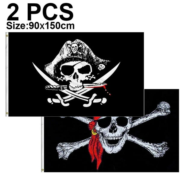uds 90*150cm bandera pirata Dacron con ojales de latón para fiesta pirata,  regalo de cumpleaños, Día del pirata, decoración de Halloween Ofspeizc  XWJ-A0114