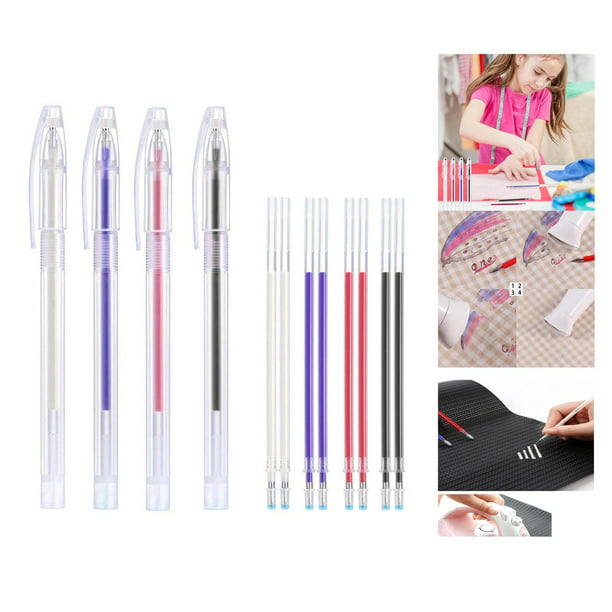  4 bolígrafos de borrado térmico con 40 recambios de tela  borrables con calor para costura, acolchado y confección (4 colores) : Arte  y Manualidades