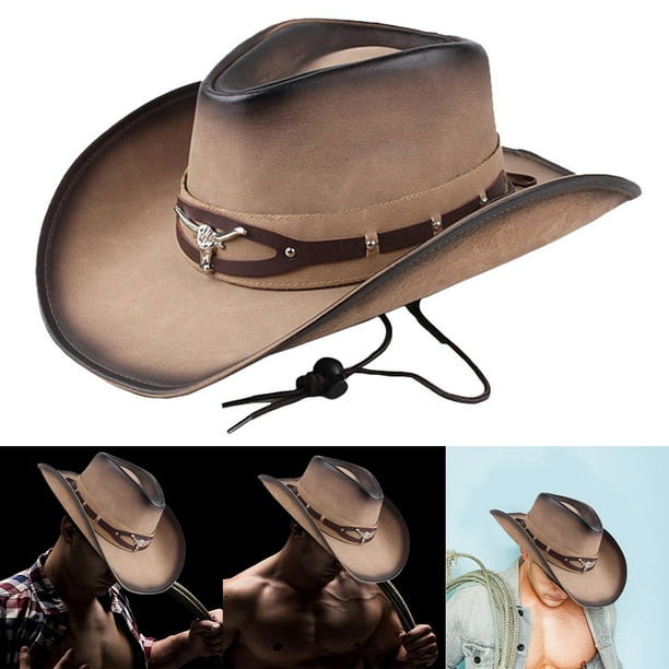 Sombrero de vaquero occidental Hombre de moda Gorras de jazz Sombrero de  parasol al aire libre de Moda para mujeres Hombres Rendimiento Marrón  Baoblaze sombrero de vaquero