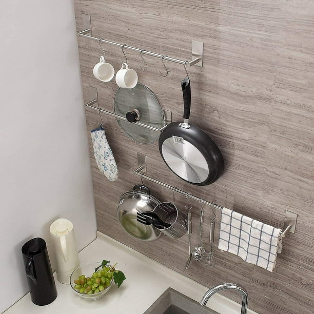 1 toallero de baño autoadhesivo, estante de pared de baño de acero  inoxidable, toallero colgante, colgador adhesivo, estilo contemporáneo, sin  perforación