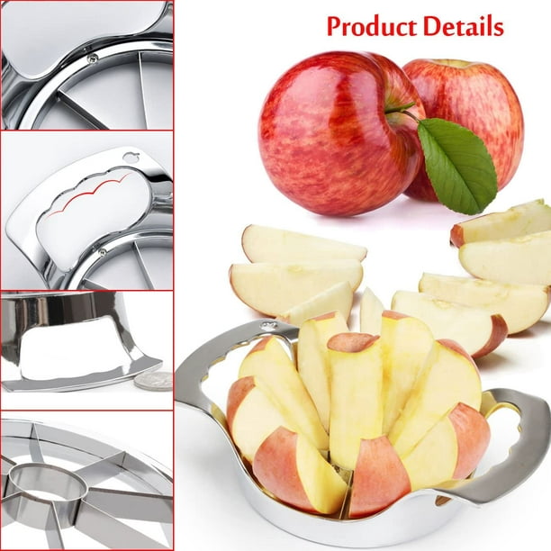 Cortador de manzanas, divisor de manzanas, cortador de manzanas de acero  inoxidable, cortador de manzanas, 8 cuchillas, plata, 17 x 9 cm Adepaton  LN-1067