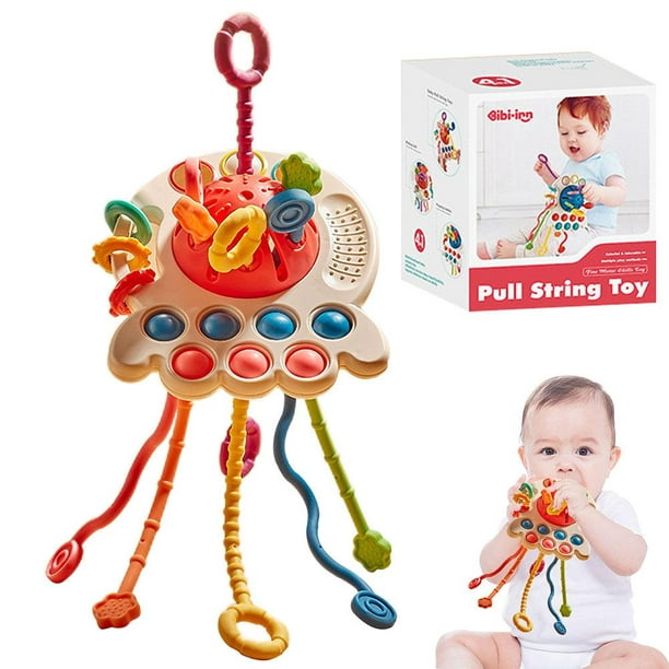 Juguetes Montessori para niños de 1 año, juguetes sensoriales para bebés,  juguete de actividad de cuerda de silicona de grado alimenticio, juguetes  de