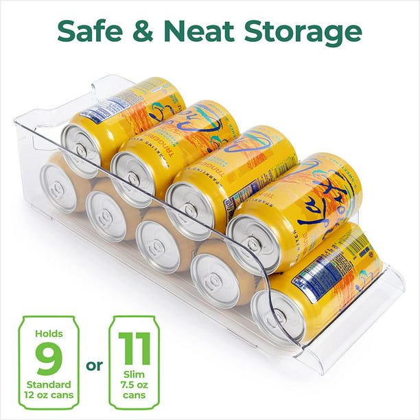 Organizador de latas de soda para refrigerador, dispensador automático de  latas de soda, organizador de almacenamiento con asa y 2 moldes de bolas de