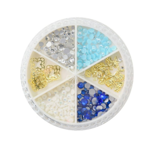 Decoración de Uñas con Charms de Flores, Perlas y Brillos en Cajas - Set  Mezclado de Diseños de Bolas de Perlas Blancas para Uñas, Accesorios de Uñas  de Acrílico DIY. Levamdar CPB-US-HPP181-1