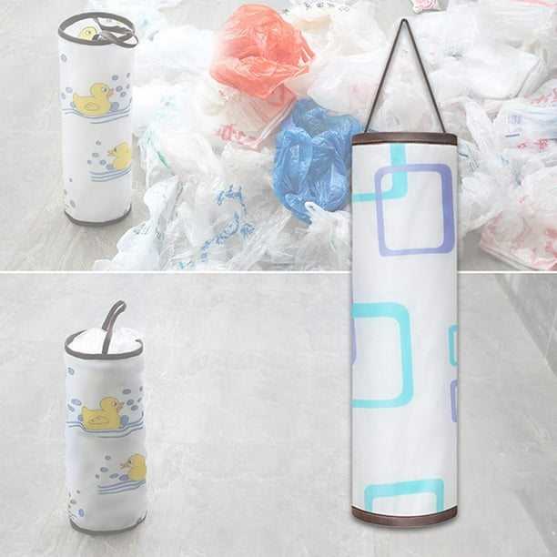 Soporte rústico para bolsas de comestibles, organizador de bolsas de  plástico de montaje en pared con tapa, soporte para bolsas de plástico