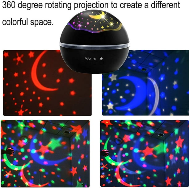 Proyector de estrellas Luz nocturna para niños Bebé Lámpara de proyección  giratoria de 360 grados Pr Sincero Hogar