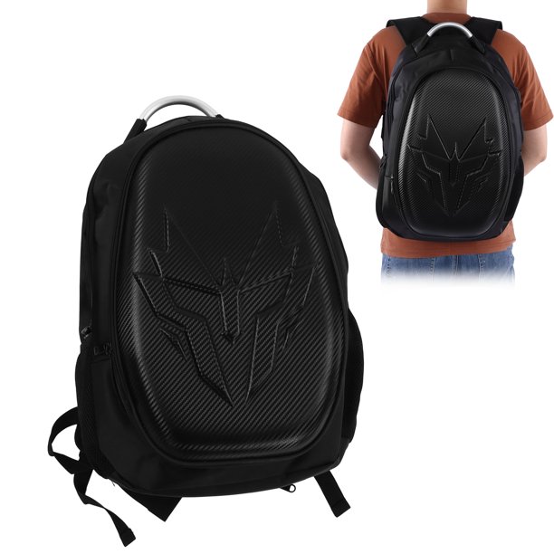 Mochila de motocicleta resistente al agua - Mochila de carcasa dura de  fibra de carbono para casco de motocicleta, mochila impermeable de gran