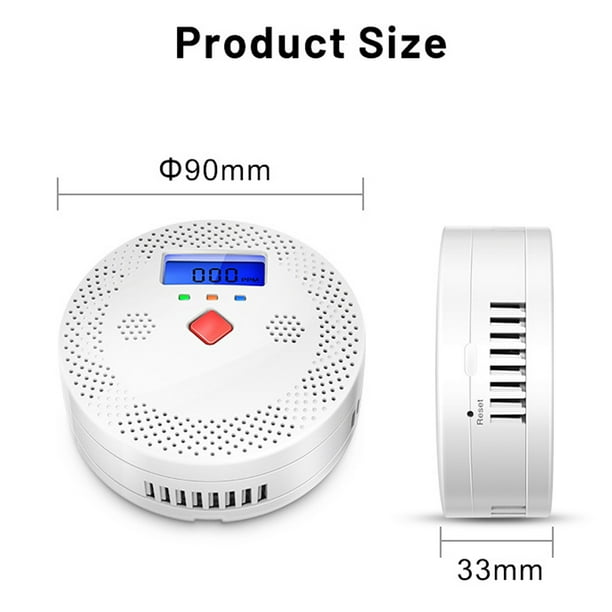 HAOTESITE - Detector de monóxido de carbono, monitor de alarma de CO tipo  enchufable con pantalla digital y advertencia de sonido y luz para el hogar