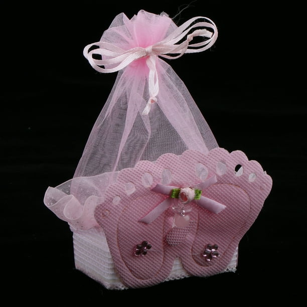 Paquete de 24 pequeñas bolsas de regalo de agradecimiento con asas, mini  bolsas de regalo para dulces, a granel con lazo rosa para baby shower