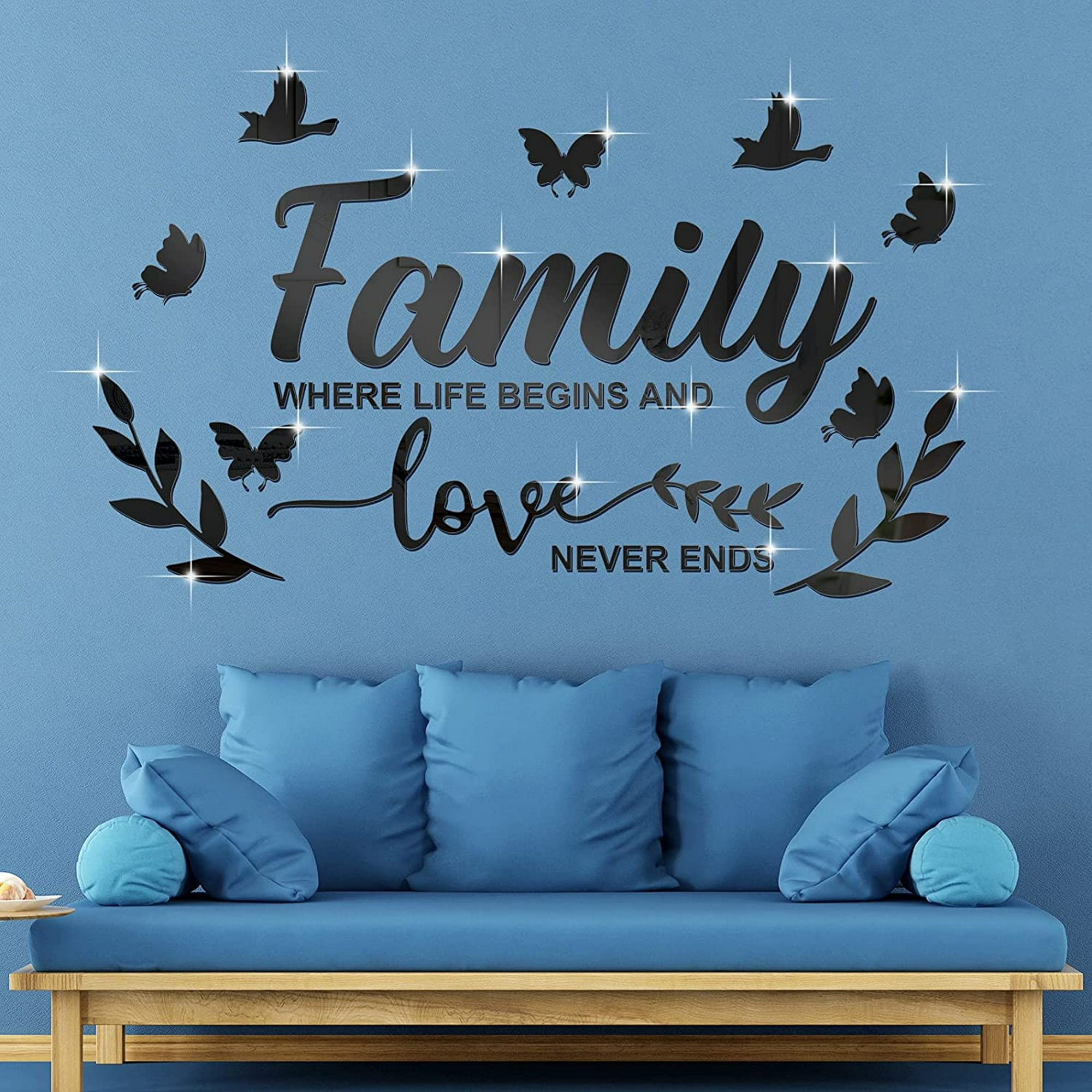  Adhesivo decorativo de pared de vinilo para pared, calcomanías  de pared extraíbles, citas de la familia es todo, calcomanías de pared para  la familia, letras de arte de pared, calcomanías de