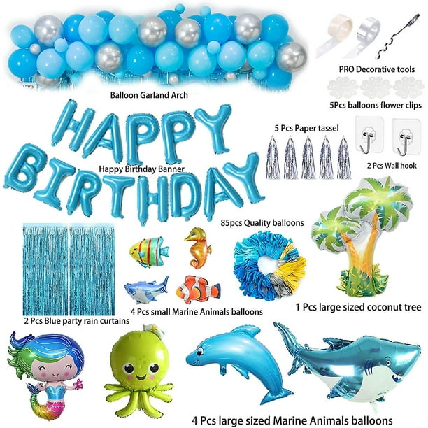 Guirnalda Feliz Cumpleaños con globos azul claro de 2,50m de largo