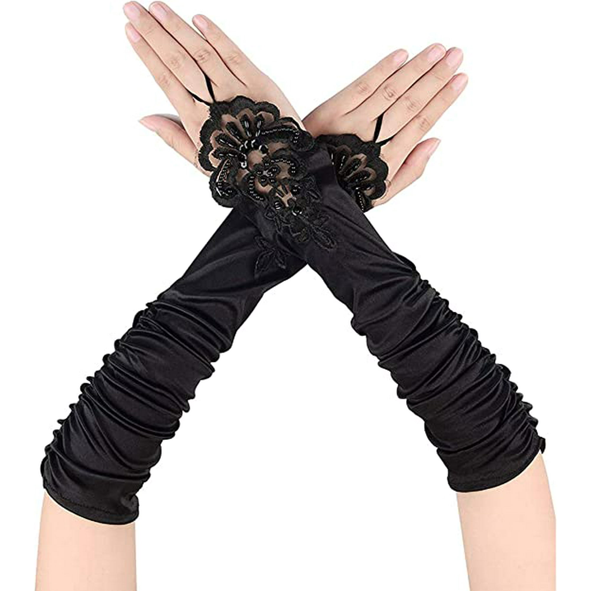 1 par de guantes sin dedos simples negros, Mode de Mujer