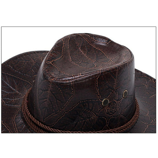  Sombrero de vaquero occidental 100% de cuero para hombre,  sombrero para papá, caballero, sombrero de jazz, 10 estilos (color : 10,  tamaño: 22.8-23.2 in) : Ropa, Zapatos y Joyería