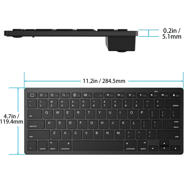 Teclado inalámbrico delgado, mini teclado inalámbrico de 78 teclas de 2,4  GHz con receptor USB para Windows 10/8/7 / Vista / XP y Android Ormromra