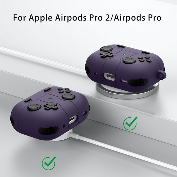 Funda protectora de silicona para auriculares inalámbricos con gancho para  AirPods Pro 2 (púrpura)