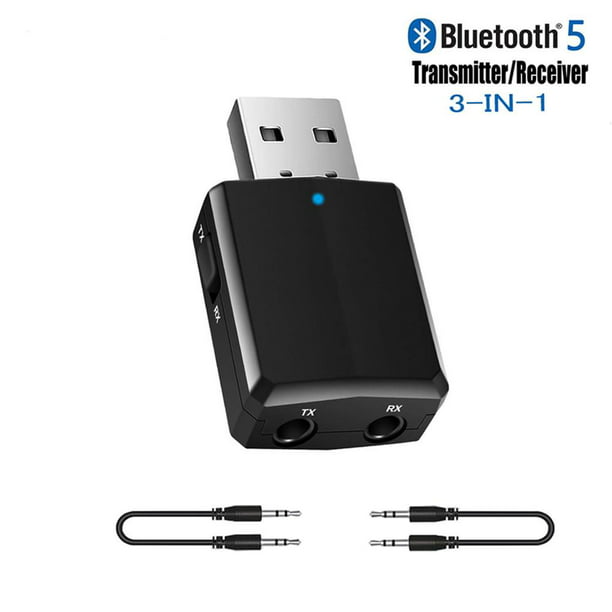 Adaptador de Receptor USB Bluetooth 5.0 AUX 3.5mm, Transmisor Estéreo  Inalámbrico de Inevent