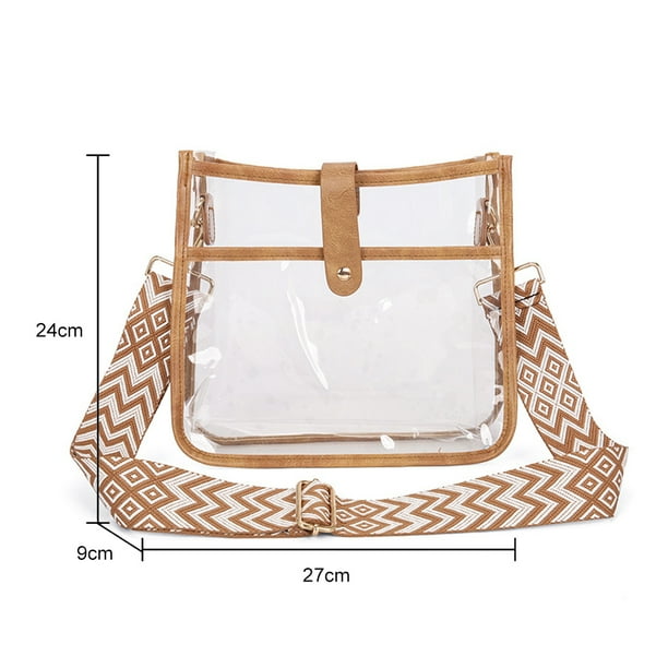 Bolso bandolera para mujer Cadena con estampado de letras Bolso de hombro  transparente de PVC (Beige Ndcxsfigh