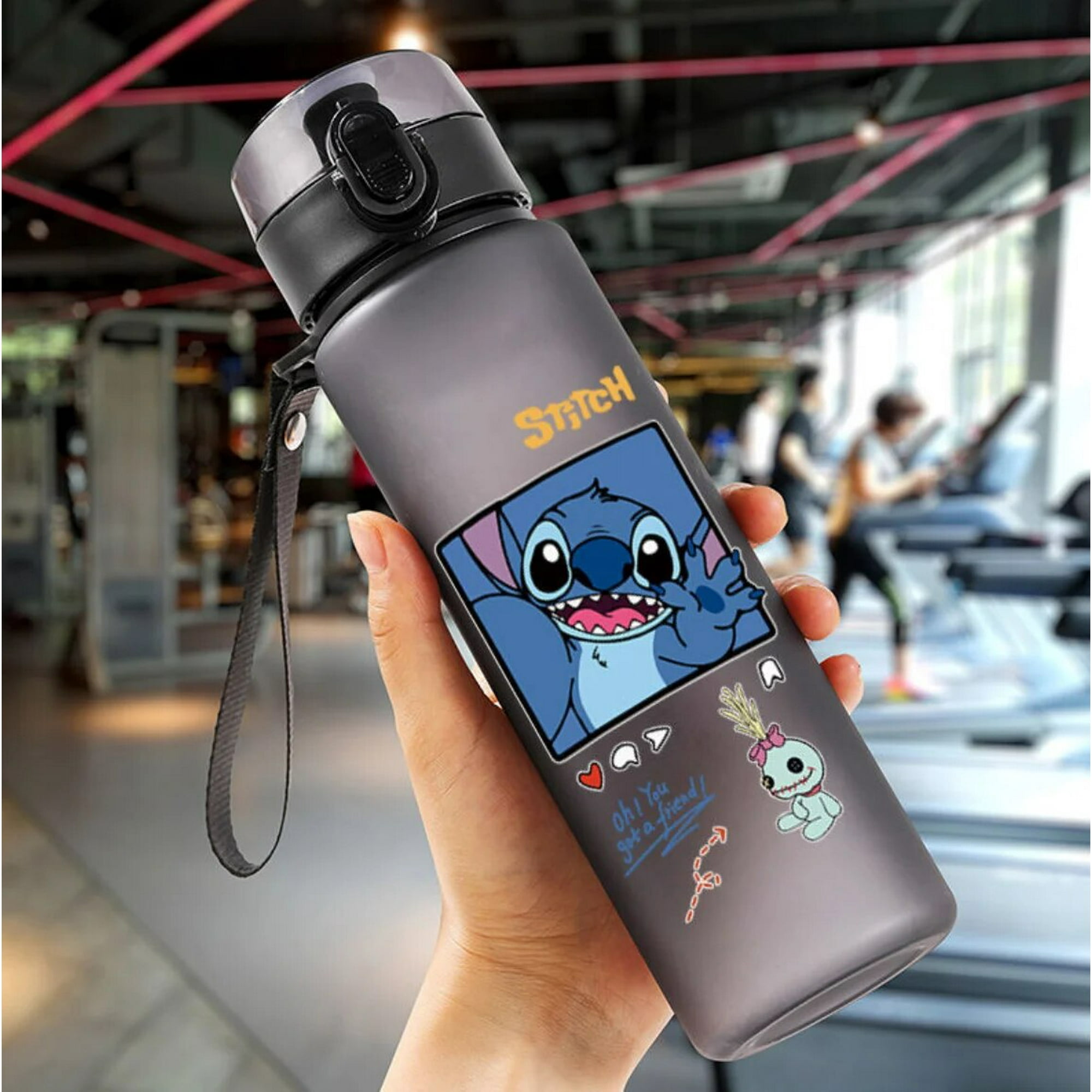 Botella de agua de Stitch de Anime de Disney para niños, vaso de agua de  plástico portátil para adultos, taza de agua deportiva de alta capacidad,  regalo, 560ML