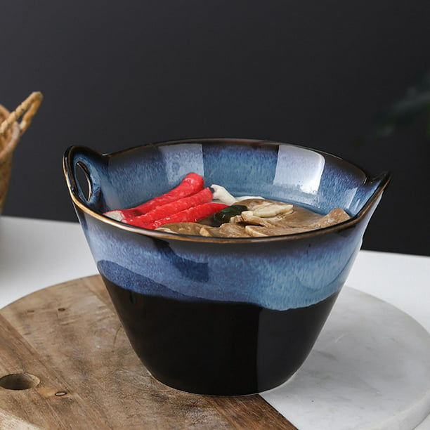 Tazón de cerámica para ramen, tazón de sopa de japoneses de 700 ml, tazón  azul múltiple con y palillos , para ramen instantáneo, Baoblaze Cuenco de  ramen de porcelana