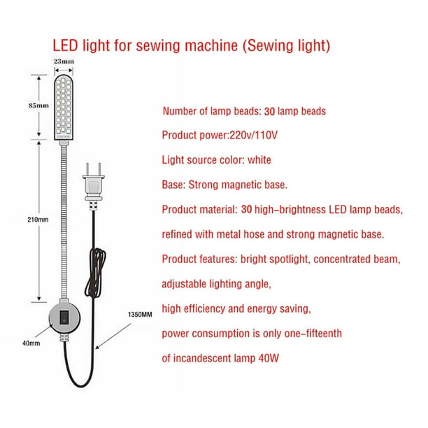 Luz para , iluminación LED para coser (30 LED) para banco de trabajo,  torno, , , flexible de , lámpa Soledad Lámpara de mesa para máquina de coser