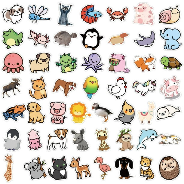 Pegatinas de animales de dibujos animados para niños, calcomanías Kawaii  para ordenador portátil, álbum de recortes