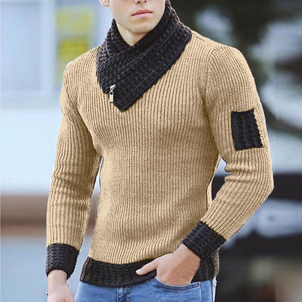 Suéter Largo Cardigan Hombre Manga Larga Bufanda