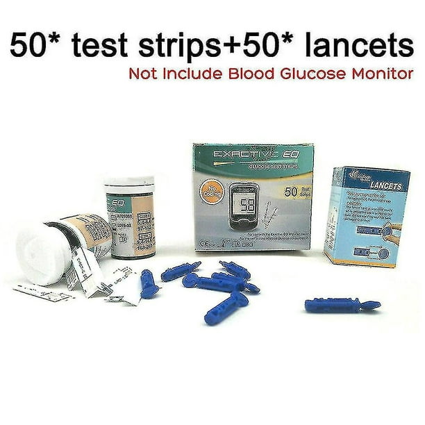 Glucometro, Medidor de Glucosa en Sangre, Diabetes Kit de Prueba de Azúcar  en sangre con 50 Tiras de Prueba Exactive EQ-mg/dL : : Salud y  cuidado personal