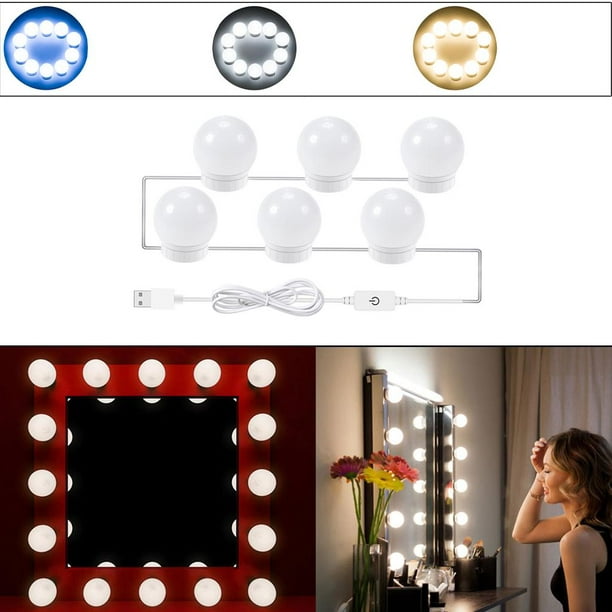 LED de espejo de tocador de 10 bombillas de lámpara regulables para tocador de  maquillaje, luz de espejo de tocador Macarena Maquillar las bombillas de  las luces del espejo