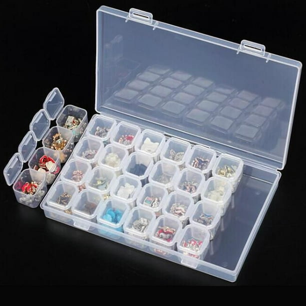 Plástico 28 ranuras herramientas de arte de uñas caja de almacenamiento de  joyería caja organizadora cuentas Ndcxsfigh Cuidado Belleza