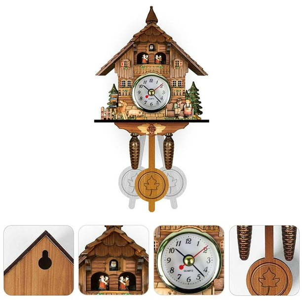 Reloj de pared de cuco vintage, reloj de cuco de madera, reloj de cuco de  madera con conexión manual, reloj de pared de cuco colgante para  dormitorio