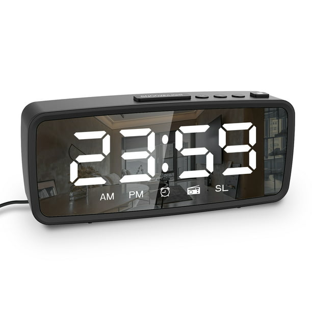 Radio reloj despertador digital de 5,1 pulgadas, reloj despertador con  espejo, 3 niveles TFixol Despertador