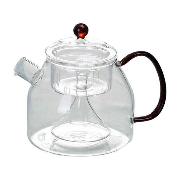 Lifelj Tetera de vidrio resistente al calor infusor de acero inoxidable  corta caño tetera para té (20.3 fl oz)